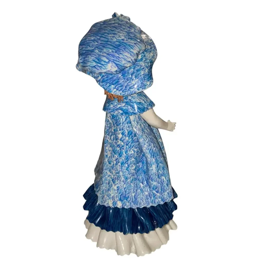 RARE Signed Lino Zampiva Porcelain Doll Figurine Italy Spaghetti Hair Blue Dress